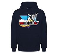 Spreadshirt Top Gun Fighter Jet Logo Unisex Hoodie, S, navy