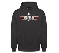 Spreadshirt Top Gun Fighter Logo Unisex Hoodie Charcoal Grey