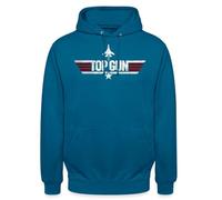 Spreadshirt Top Gun Fighter Logo Unisex Hoodie, M, deep sea blue