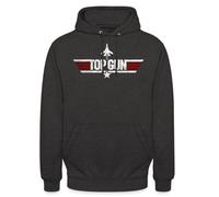 Spreadshirt Top Gun Fighter Logo Unisex Hoodie, XL, charcoal grey