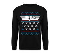 Spreadshirt Top Gun Logo And Jets Ugly Christmas Design Unisex Sweatshirt, XL, black