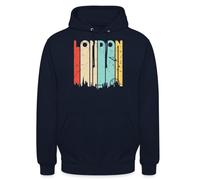 Spreadshirt Vintage London Skyline - Iconic City Landmarks Unisex Hoodie, S, navy