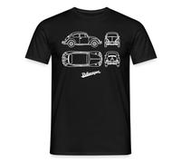Spreadshirt Volkswagen VW Blueprint Beetle White with VW Logo Men’s T-Shirt, M, Black