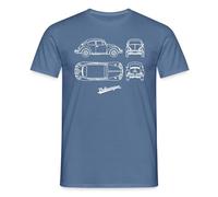 Spreadshirt Volkswagen VW Blueprint Beetle White with VW Logo Men's T-Shirt, M, Dove Blue