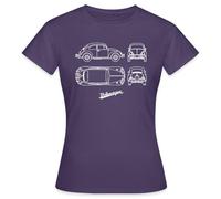 Spreadshirt Volkswagen VW Blueprint Beetle White with VW Logo Women's T-Shirt, XXL, Dark Purple