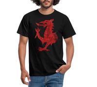 Spreadshirt Welsh Dragon Men's T-Shirt, L, Black
