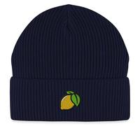 Spreadshirt When Life Gives You Lemons Embroidered Organic Fisherman Beanie, One Size, Navy