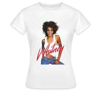 Spreadshirt Whitney Houston Photo with Pink Nameplate Women's T-Shirt, L, White