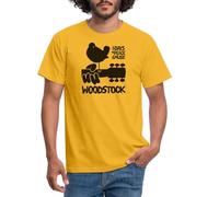Spreadshirt Woodstock Logo Black 3 Days of Peace & Music Men's T-Shirt, XXL, Yellow