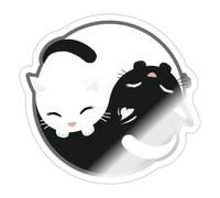 Spreadshirt Yin Yang Cats Black and White Sticker Size S (10 x 10 cm), 10 x 10 cm, White Glossy