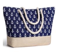 sprecenk Beach Bag Extra Large Summer Beach Tote Bag for Women, Waterproof Canvas Shoulder Handbags Travel Tote with Zipper and Rope Handle for Travel Holiday Picnic Shopping Gym, Navy Blue