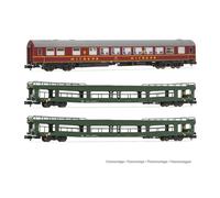 Spree-Alpen-Express Passenger Coach OSShD Rolling Stock DR 1:160 N Red Green 3pc
