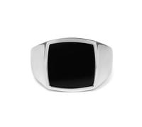 Sprezzi Fashion Men's Signet Ring with Onyx Stone Black 925 Silver Solid Square Polished Shiny | Men's Jewellery from Germany with Gift Box, Sterling Silver, Onyx