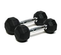 SPRI Dumbbells Hand Weights Deluxe Rubber Encased Chrome Handle All-Purpose Dumbbell (Available in 3, 5, 8, 10, 12, 15, 20, 25, 30, 35, 30, 45, 50 Pounds)