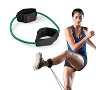 SPRI Xercuff Leg Resistance Band Exercise Cord with Non-Slip Padded Ankle Cuffs, Green, Light
