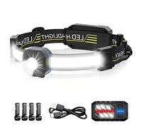 Spriak LED Headlamp, 1000lumens 230° Widebeam Headlight, USB Rechargeable HeadLamp with Red Taillight, Lightweight Waterproof Headband Light for Camping Running Hiking, Hard Hat Headlamp