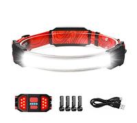Spriak LED Rechargeable Headlamp, 1000lumens 230° Widebeam Headlight, USB Rechargeable Head Lamp with Red Taillight, Lightweight Waterproof Headlamps for Camping Running Hiking, Hard Hat Headlamp