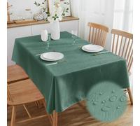 SPRICA Jacquard Tablecloth Water Resistance Solid Colour Heavy Weight Soft Table Cover, Machine Washable, Rectangle 180x140cm, Light Green