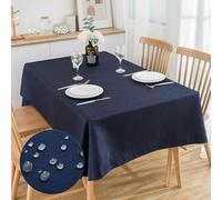 SPRICA Rectangle Jacquard Tablecloth 210x150cm Waterflow Pattern, Navy Blue | Water-Resistant Finish, Machine Washable, Elegant Look, Soft Jacquard Texture, Easy-Care 100% Polyester