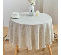 SPRICA Round Tablecloth 120cm/48inch Cotton Linen Look Solid Colour Durable Table Cover for Kitchen Indoor Outdoor Garden Table, Machine Washable, Light Tan