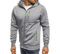 Sprifloral Mens Hoodie Sweatshirt Full Zip up Long Sleeve with Pockets Hooded Jacket Light Grey 3XL