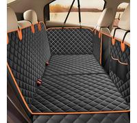 SPRIGLY Dog Car Seat Cover for Back Seat, Waterproof Dog Hammock for Car with Side Protection & Mesh Window, Scratchproof Pet Seat Cover for Cars, Trucks & SUV - 135 x 148 cm, Black & Orange