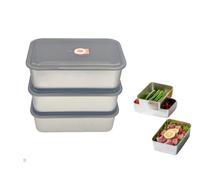 Sprigold Stainless Steel Food Containers Food Storage Containers with Lids Airtight, Leak Proof Storage Box Locking Food Storage Container Freezer Storage (49.3oz/1400ml*3)
