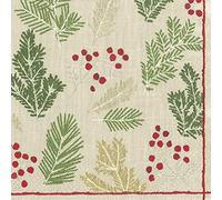 Sprigs and Berries Ivory Caspari Lunch Napkins 20 in Pack 3 ply 33 cm Square