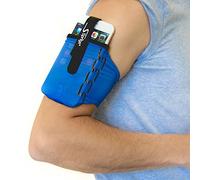 Sprigs Armband for iPhone 11/x/xr/8/7 Plus, Galaxy S10/S9, Google Pixel 4. Lightweight & Comfortable Running Armband, Stretches to Fit All Phones with Case - Blue/Black, Small