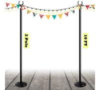 Sprimden 10ft String Light Poles for Outdoors, Outside Light Poles for Hard Ground Surface, Backyard, Patio, Outdoor Lighting, Matte Black, 2 Pack