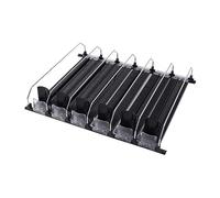 SPRING ABS Front of the Soda Can Organizer, 6 Rows Adjustable Width, Self Pushing Drink Holder for Various Canned and Bottled Drinks, Sparkling Wine (Black)