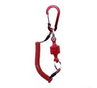 Spring-Actuated Lanyard for Fishing Gear with Hook Fastening and Belt Clip for Secure On-the-Move Use (Red)