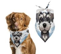 Spring Adorable Schnauzer Dog Bandanas Triangle Holiday Pet Neck Scarf Soft Adjustable Bib Handkerchief Accessories Washable Durable Fabric for Pet Puppy Cats Large Dog