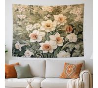 Spring Aesthetic Daffodil Tapestry Wall Hanging, Vintage Flower Garden Tapestry for Bedroom, Small Large Floral Wildflower Wall Decor for Living Room Classroom Bedroom 80 * 60