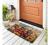 Spring Alaskan Malamute Dog Front Black Door Mat Outside Inside Entrance 29 * 17, Fun Puppy Truck Sunflower Outdoor Indoor Washable Doormat, Small Pet Classroom Patio Garage Shoes Off Doormat