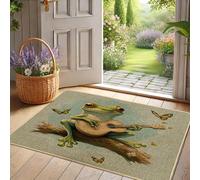 Spring Amphibian Guitar Doormat, Green Amphibian Door Mat for Outdoor & Indoor Entryway, Fun Rustic Decor, Rubber Non-Slip Waterproof Entry Mat, Easy to Clean 29x17 Inch