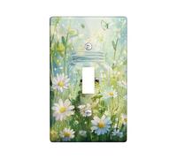 Spring Amphibian Light Switch Cover Plates/Outlet Covers, Green Toad in Jar with Wildflowers, Thermoplastic Wall Plates, Classic Design for Home Decor Single Toggle