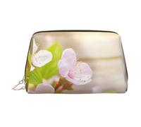 Spring and Flower Makeup Bag for Women Cosmetic Bags Leather Travel Makeup Case Organizer Waterproof Make up Pouch Open Flat Toiletry Bag Portable Storage Pouch for Travelling, Gold, One Size