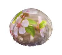 Spring And Flower Shower Cap For Women Reusable Double Layers Bathing Bath Cap Hair Caps Waterproof Elastic Band Ladies Spa Salon Shower Hat Hair Caps