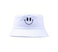 Spring And Summer Casual Happy Face Embroidery Bucket Hat Sun Protection Sunshade Hat Couple Basin Hat For Men