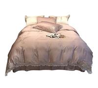 Spring and Summer Double-Sided Tencel Four-Piece Girl Heart Lace Cool Quilt Cover Sheet Naked Sleeping Bedding (Color Size : (A 2m)