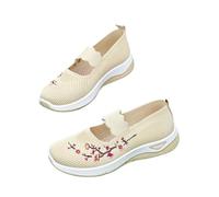 Spring and Summer New Large Size Women's Shoes Soft Bottom Comfortable Middle-Aged and Elderly Mother Cloth Shoes Breathable Leisure Multi-Coloured Optional (Beige,7)