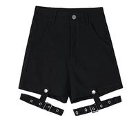 Spring and Summer New Women's Retro Punk Rock Goth Shorts Sexy Cross Ring Shorts Fashion Street Black Shorts-Black-M