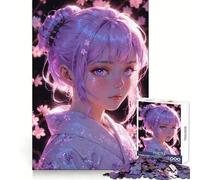 Spring Anime Girl with Purple Hair Jigsaw Puzzles 1000 Pieces for Adults Boost Recall Relax Mind Accurate Edge Santa Wish List 38x52cm