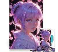 Spring Anime Girl with Purple Hair Jigsaw Puzzles 1000 Pieces for Adults Boost Recall Relax Mind Accurate Edge Santa Wish List 38x52cm