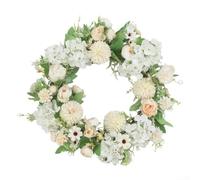 Spring Artificial Flower Wreath 38cm White Home Decor Door Wall Hanging Realistic Floral Garland Party Decoration