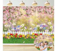 Spring Backdrop for Photography 7x5FT Spring Nature Pink Flower Background Easter Baby Shower Kids Birthday Party Decorations Photo Props