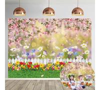 Spring Backdrop for Photography Spring Nature Pink Flower Background Easter Baby Shower Kids Birthday Party Decorations Photo Props (8x6FT)