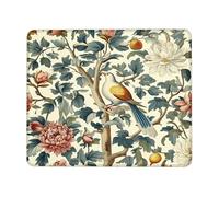 Spring Bird and Flower Decorative Mouse Pad, Colorful Floral Pattern Stitched Edge Mousepad, Rubber Non-Slip Washable Gaming Mouse Pad for Home and Office Square 8x10 Inch