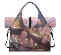 Spring Bird Cherry Blossom Sports Duffle Bag with Shoe Compartment Weekend Overnight Bags Tote Cabin Luggage Bag for Gym Yoga Travel